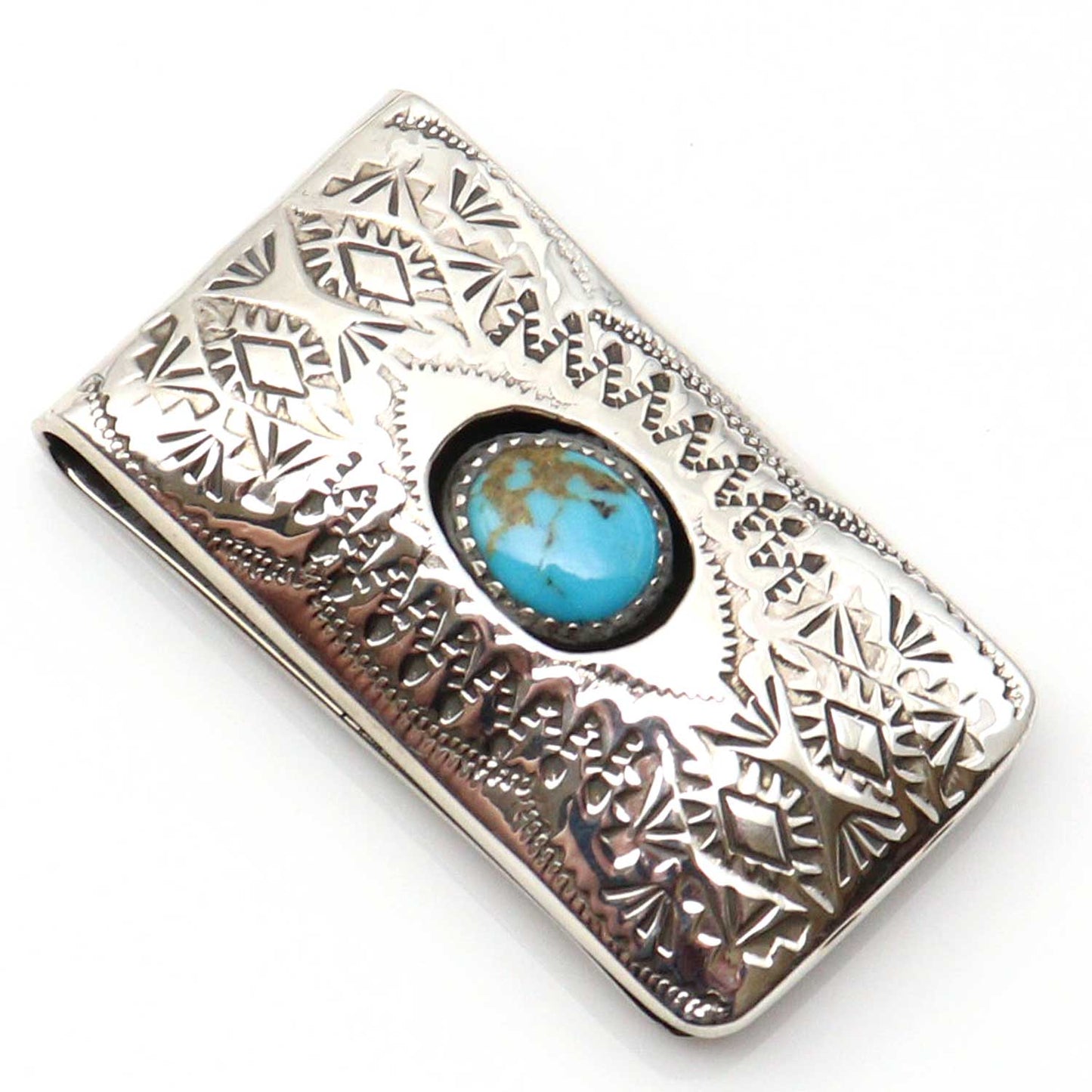 Navajo Hand Stamped Silver Money Clip By Skeets