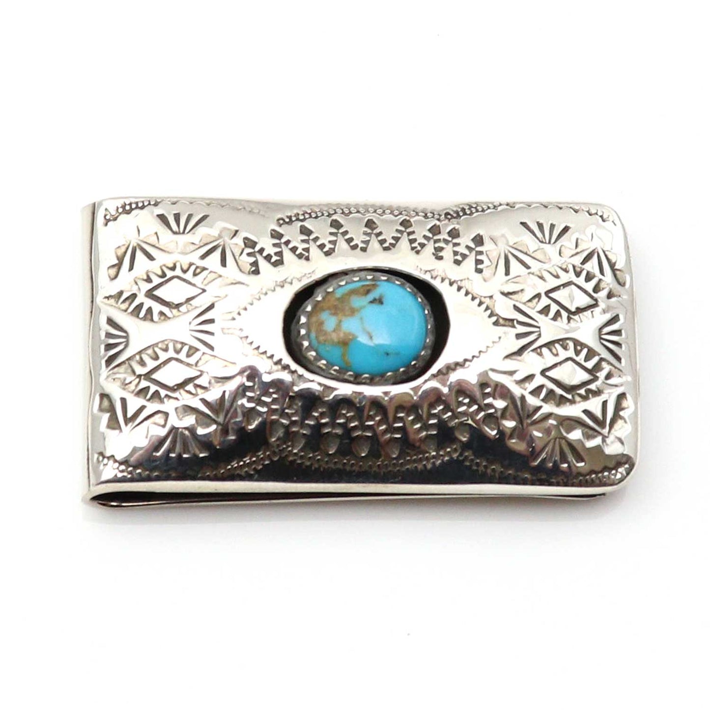 Navajo Hand Stamped Silver Money Clip By Skeets