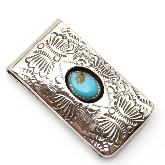 Navajo Hand Stamped Silver Money Clip By Skeets