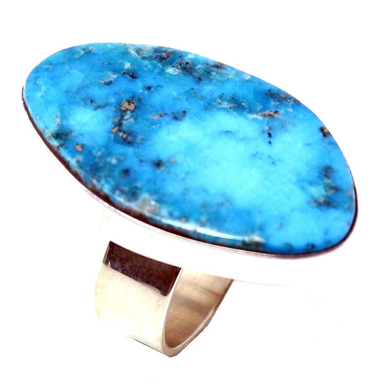 Adjustable Ring Featuring Kingman Turquoise by Milton Lee