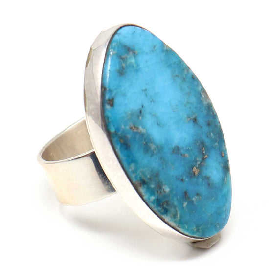 Adjustable Ring Featuring Kingman Turquoise by Milton Lee