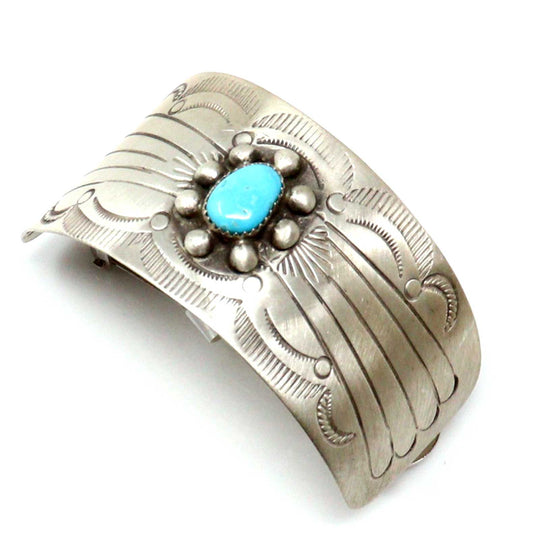 Stamped Satin Finished Silver Hair Clip by Jolene Begay