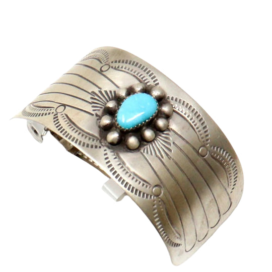 Stamped Satin Finished Silver Hair Clip by Jolene Begay