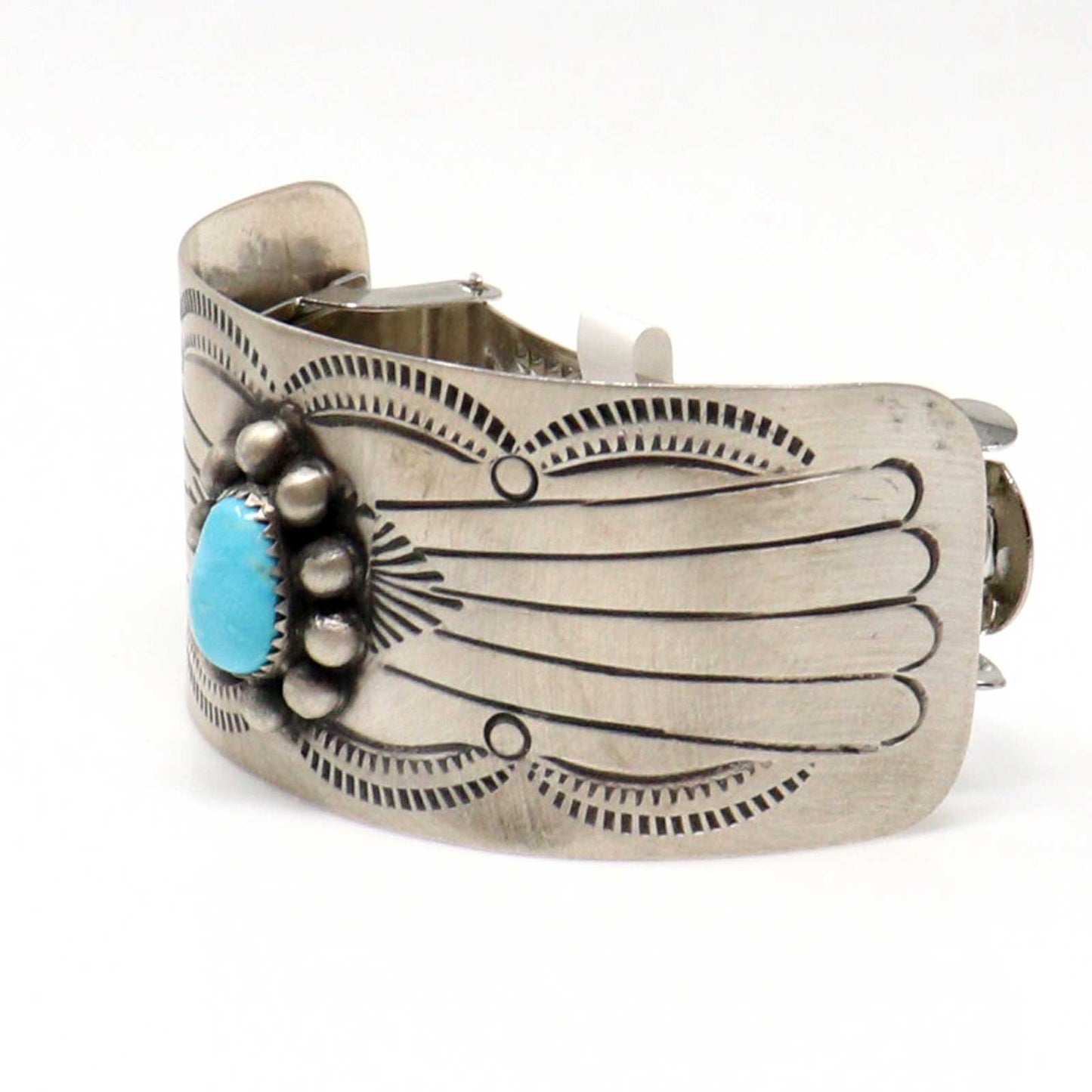 Stamped Satin Finished Silver Hair Clip by Jolene Begay