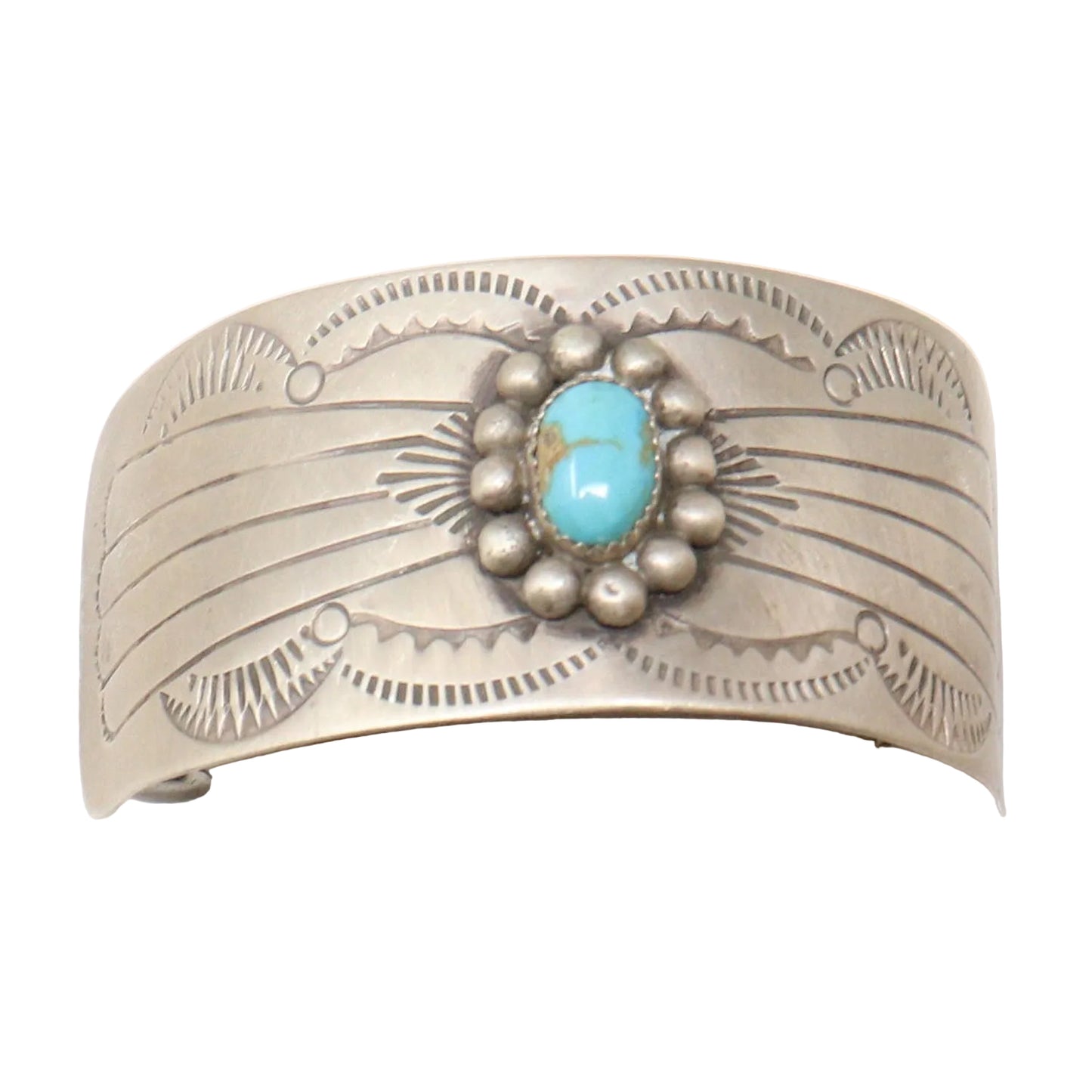Satin Finish Stamped Silver Hair Clip by Joann Silver
