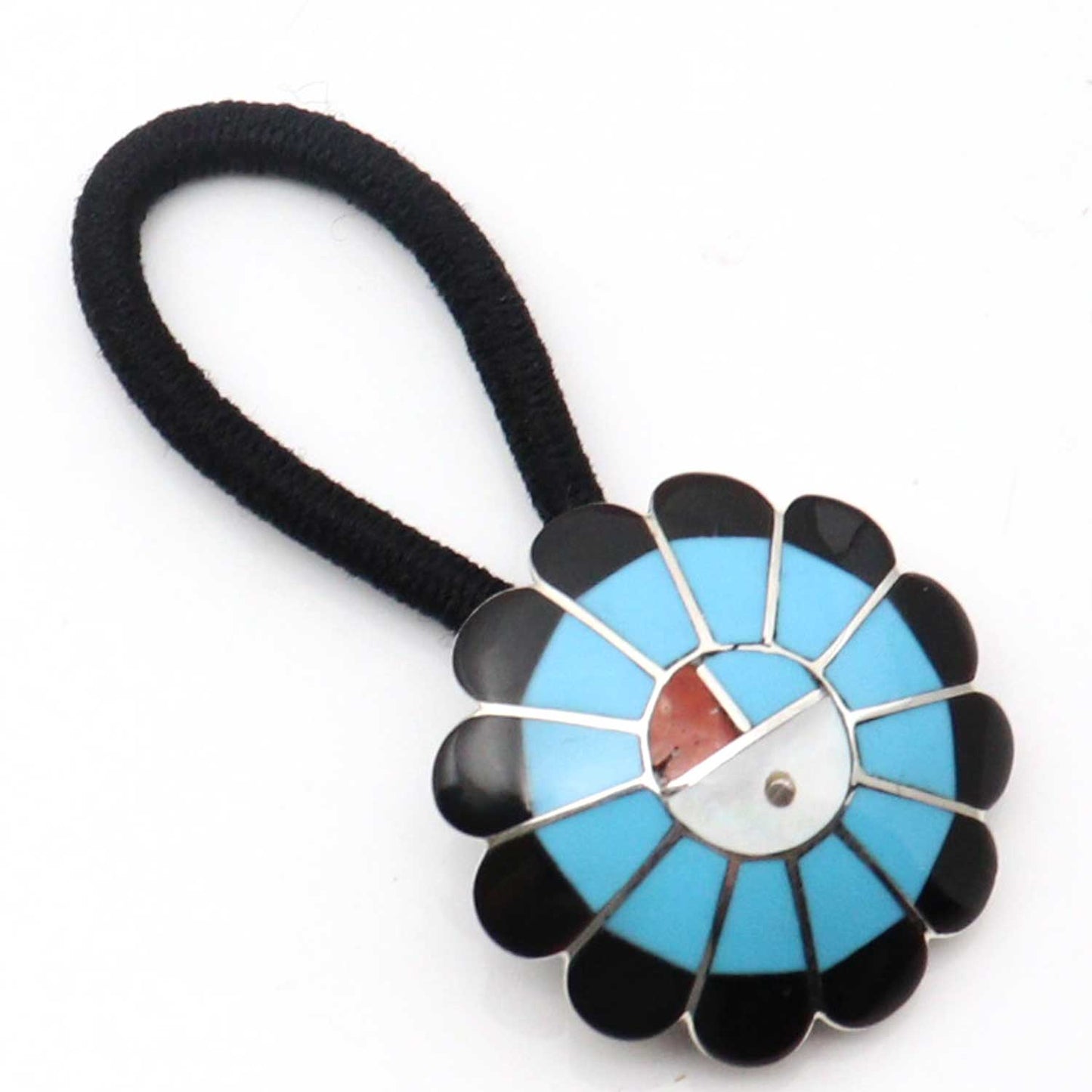 Zuni Inlaid Silver Hair Tie by Denise Suitza