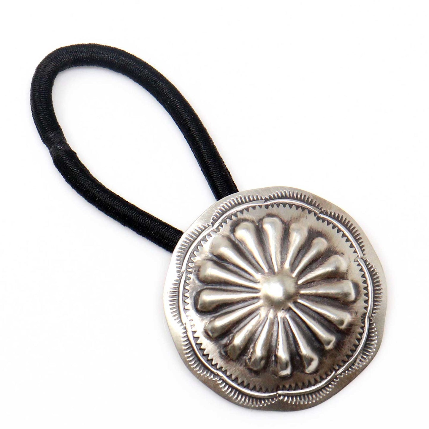 Stamped Navaho Silver Hair Tie by Arlene Soce