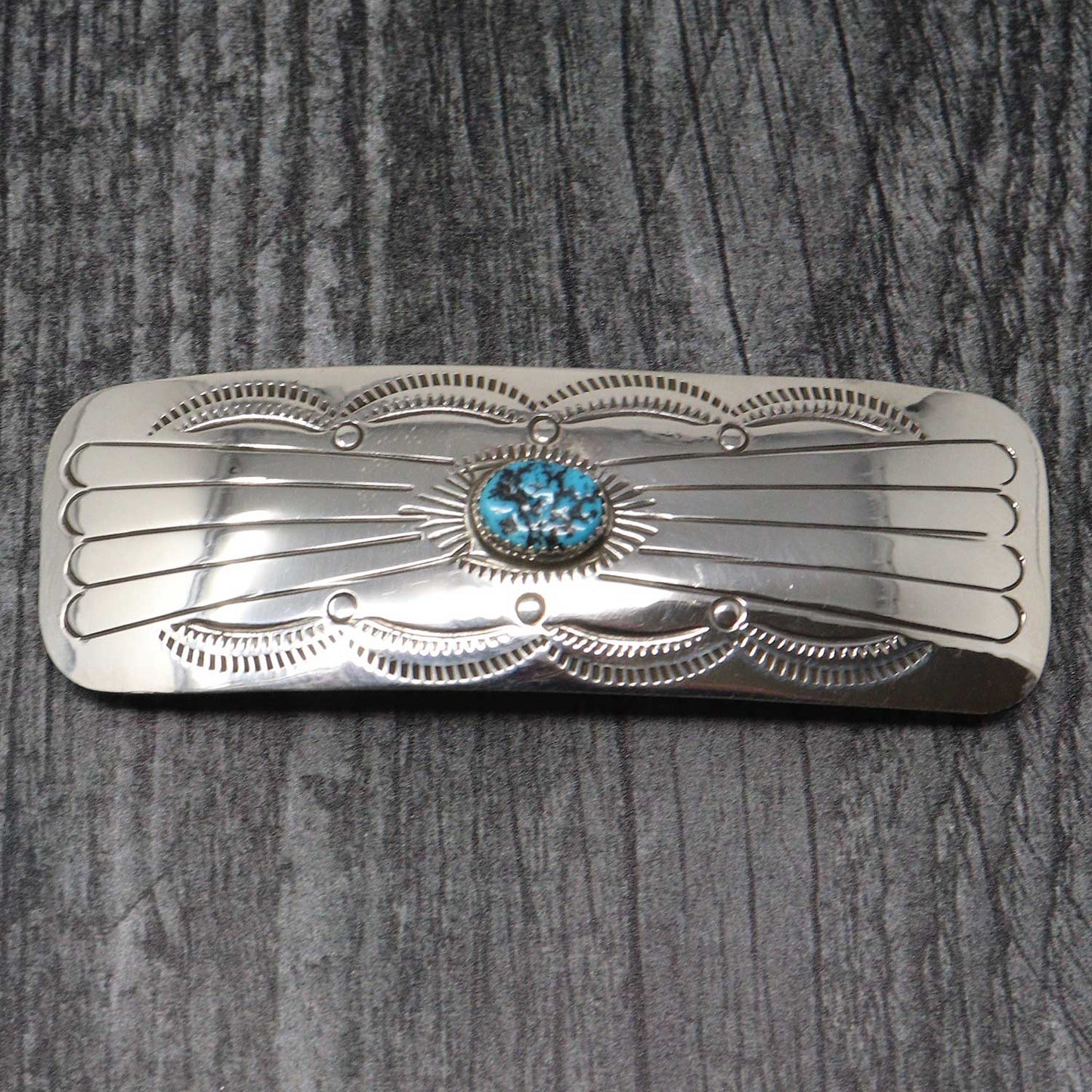 Stamped Silver Barrette by Jolene Begay