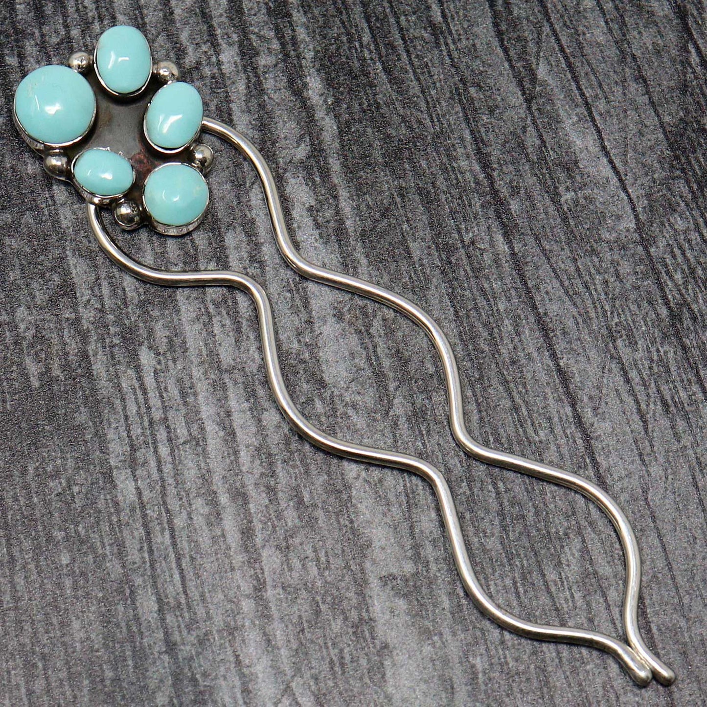 Silver and Turquoise Hair Pin by Edison Saunders