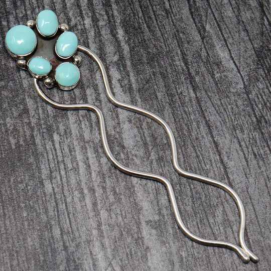 Silver and Turquoise Hair Pin by Edison Saunders