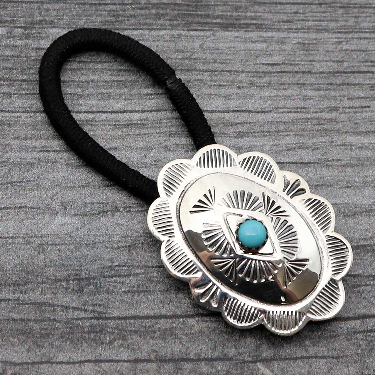 Load image into Gallery viewer, Turquoise &amp;amp; Silver Hair Tie by  Bertha Begay

