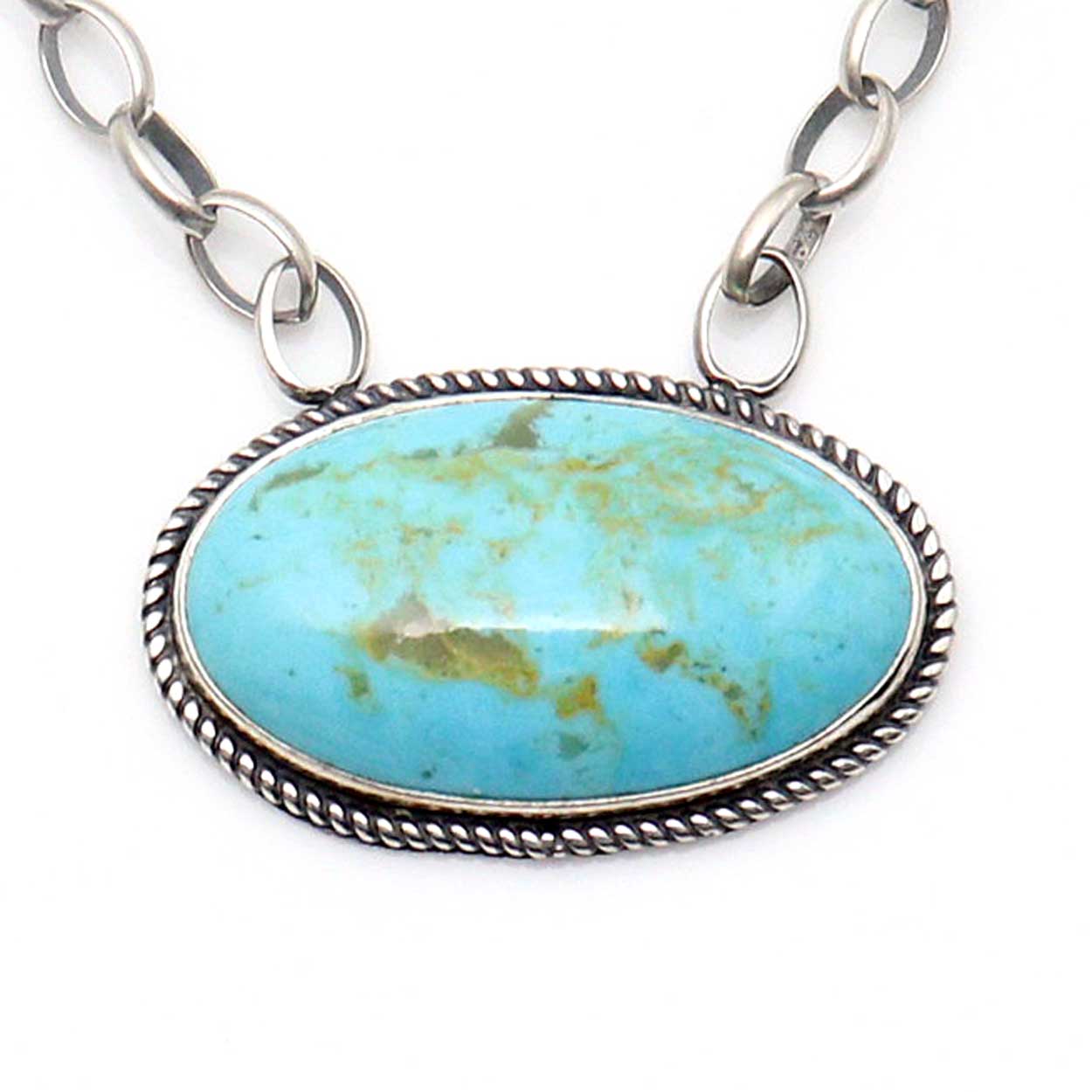 Turquoise Pendant With Italian Silver Chain by Fred