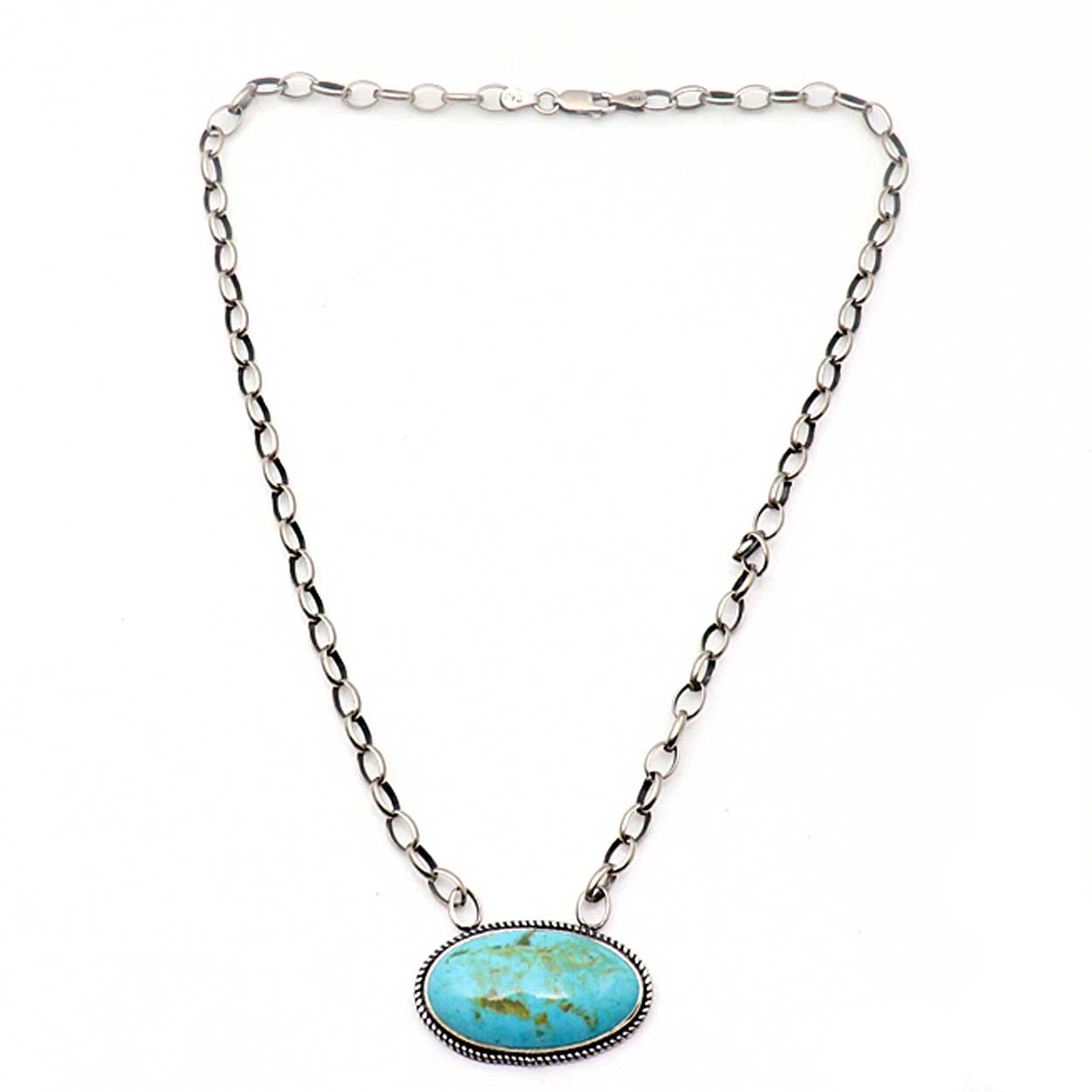 Turquoise Pendant With Italian Silver Chain by Fred