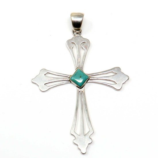 Load image into Gallery viewer, Turquoise and Sterling Silver Cross
