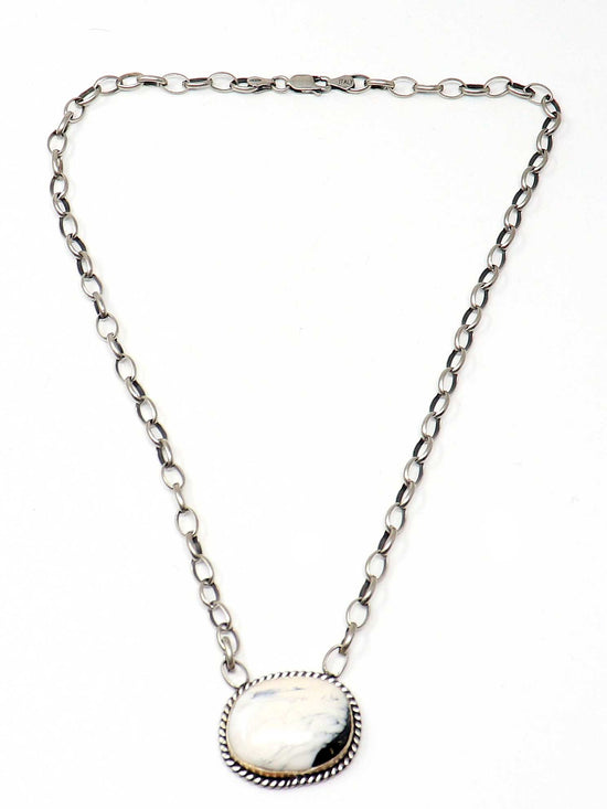 Load image into Gallery viewer, White Buffalo Necklace With Silver Chain by Francis
