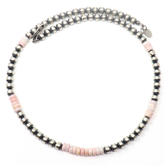 Load image into Gallery viewer, 16&amp;quot; 5 mm Sterling Silver Navaho Pearls With Pink Conch Shell
