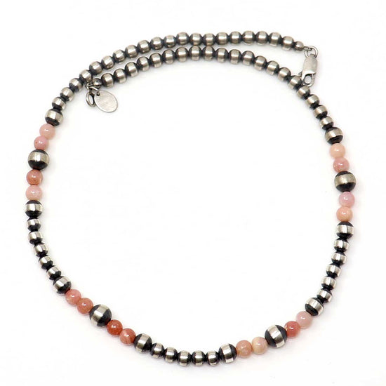 Load image into Gallery viewer, 14&amp;quot; Silver Pearl Choker Featuring Peruvian Opal Accents
