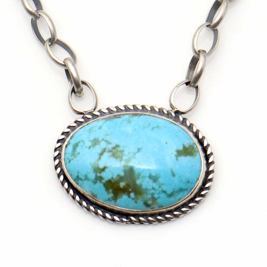 Turquoise Pendant With Italian Silver Chain by Fred