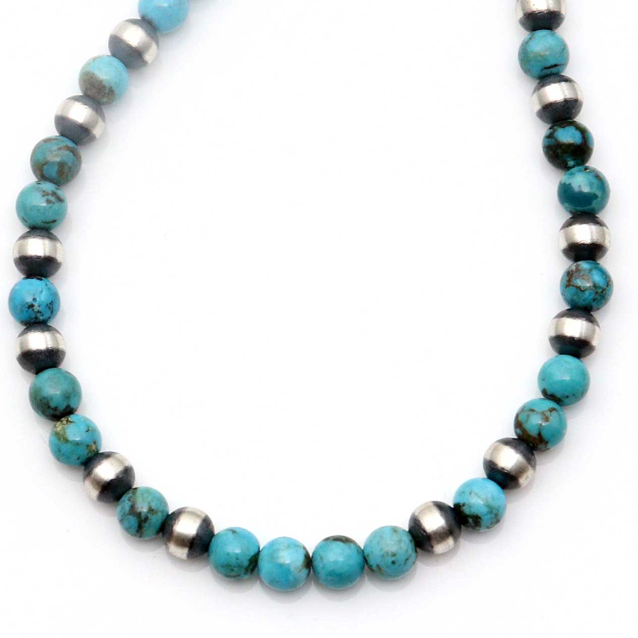 Load image into Gallery viewer, 20&amp;quot; Silver Pearls Featuring Turquoise Accents
