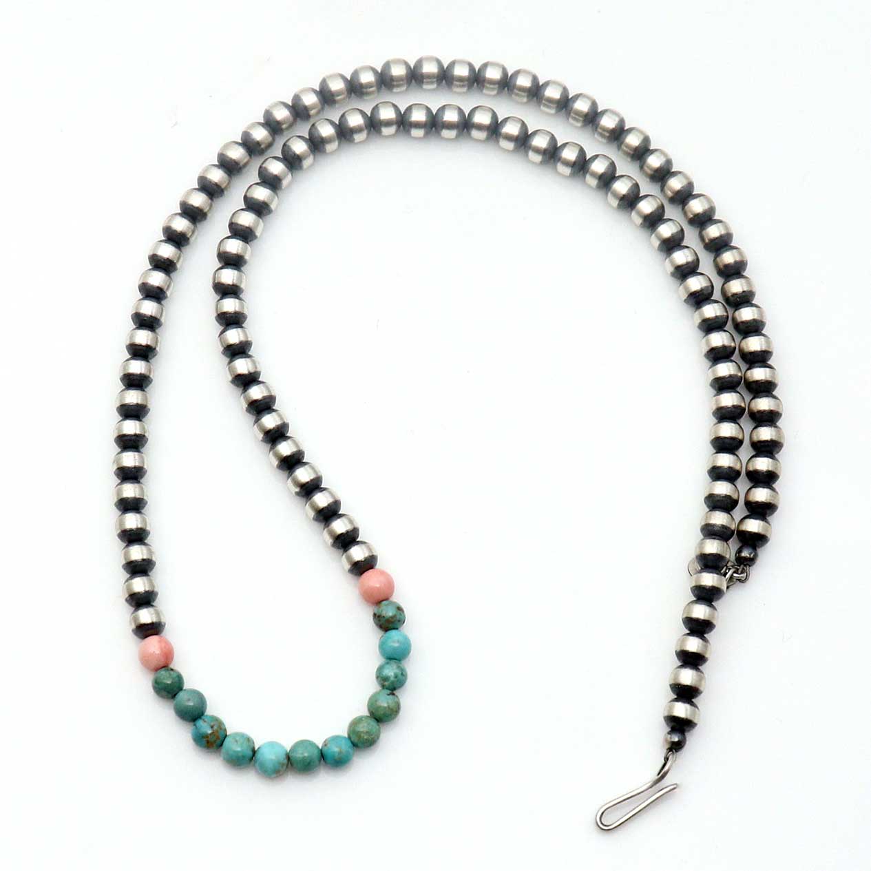 Load image into Gallery viewer, 20&amp;quot; Silver Pearls Featuring Peruvian Opal &amp;amp; Turquoise Accents
