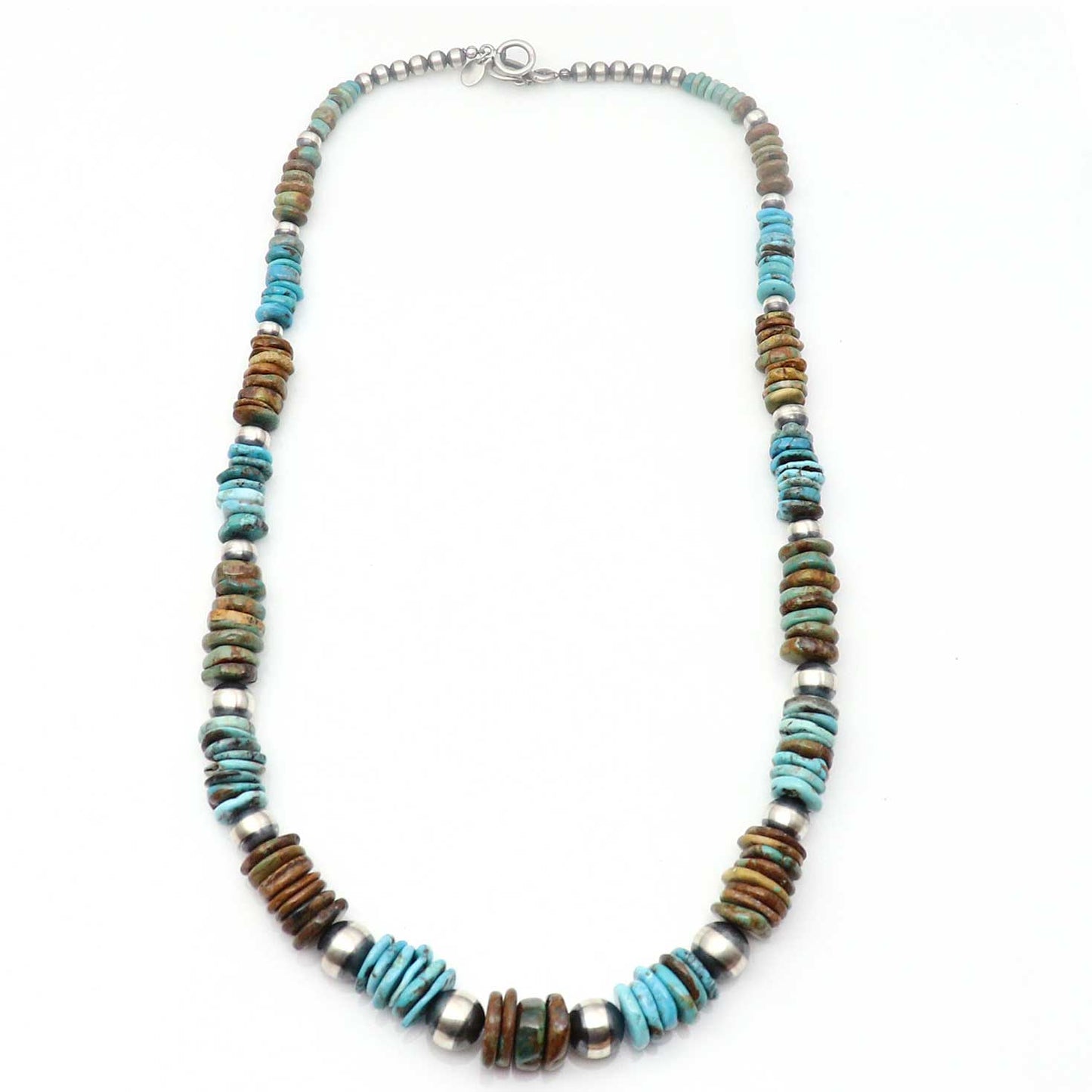 24" Graduated Turquoise Necklace With Silver Accent Beads