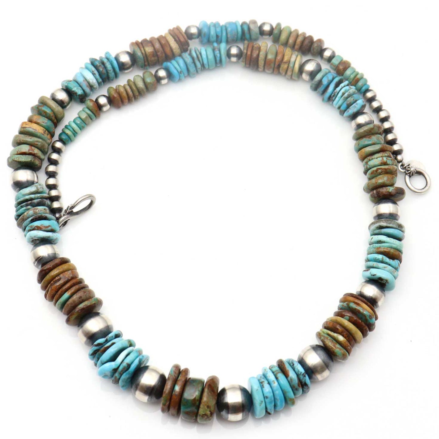 24" Graduated Turquoise Necklace With Silver Accent Beads