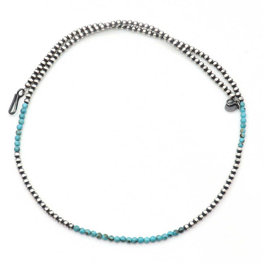 3 mm Silver Pearls With Turquoise Accent beads