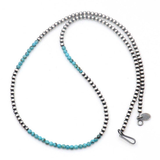 Load image into Gallery viewer, 3 mm Silver Pearls With Turquoise Accent beads
