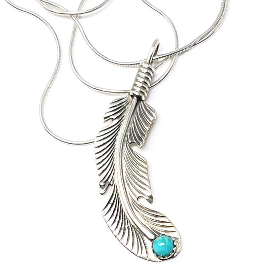 Silver & Turquoise Feather Necklace by Louise Joe