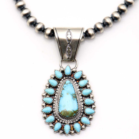 Load image into Gallery viewer, Kingman Turquoise Pendant &amp;amp; Navaho Pearls
