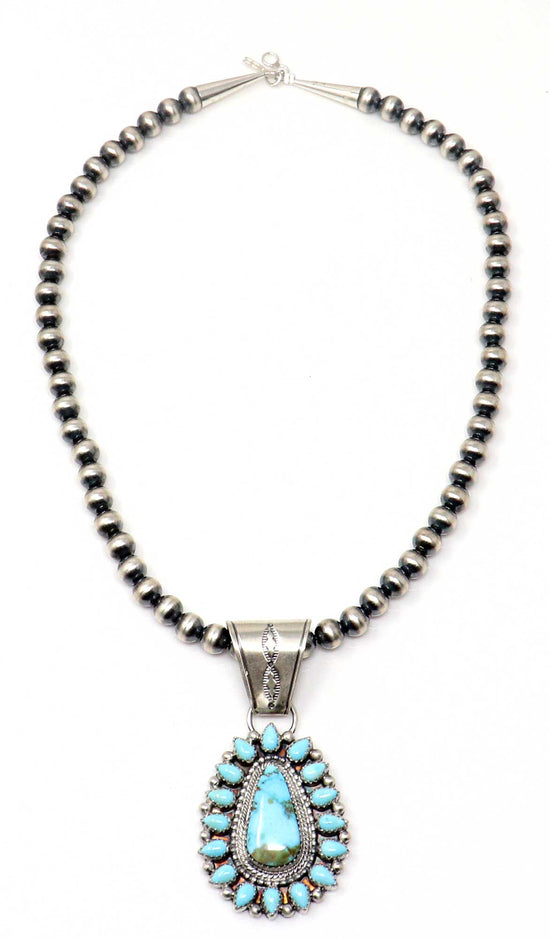 Load image into Gallery viewer, Kingman Turquoise Pendant &amp;amp; Navaho Pearls
