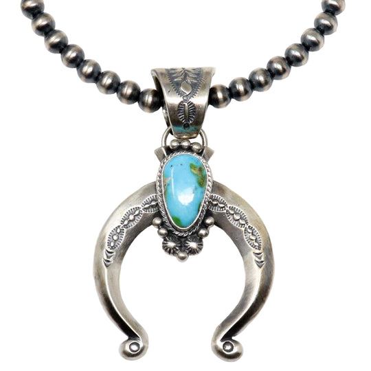 Kingman Turquoise Naja & Navaho Pearls Necklace