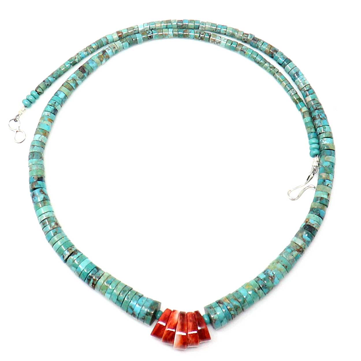 Load image into Gallery viewer, Graduated Turquoise Necklace With Spiny Oyster Tabs
