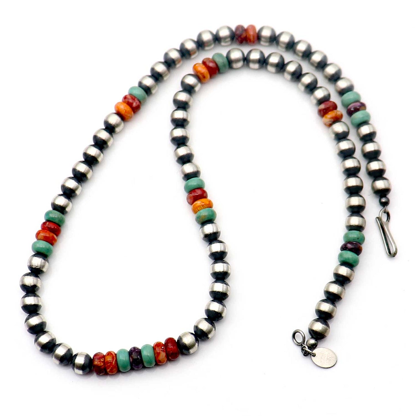 18" 6 mm Sterling Silver Navaho Pearls With Accent Beads