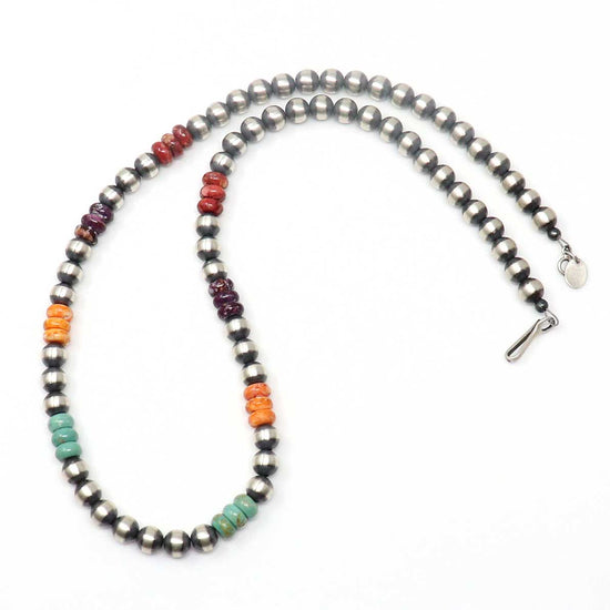 Load image into Gallery viewer, 18&amp;quot; Silver Pearl Choker Featuring Multi-Color Bead Accents
