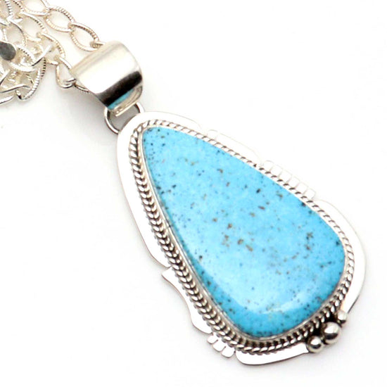 Kingman Turquoise Pendant With 18" Silver Chain