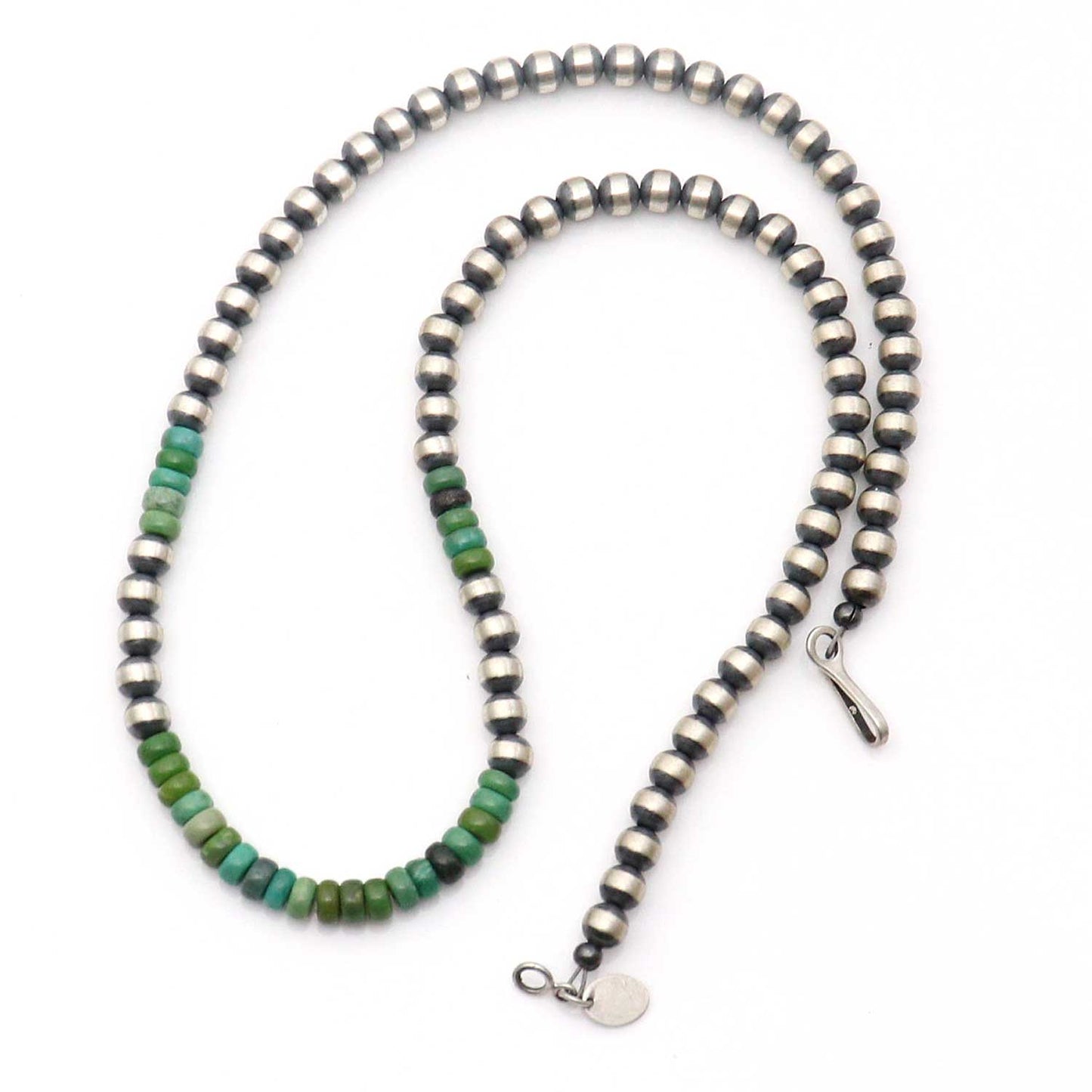 Load image into Gallery viewer, 18&amp;quot; 5 mm Silver Pearl Choker Featuring Turquoise Accent Beads
