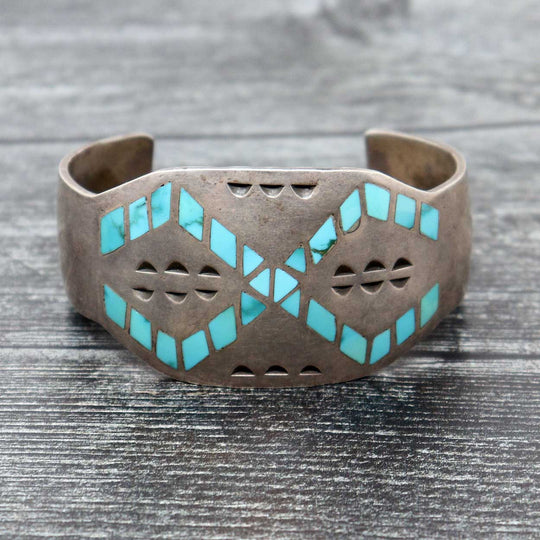 Circa 1960's Turquoise Zuni Inlay Bracelet