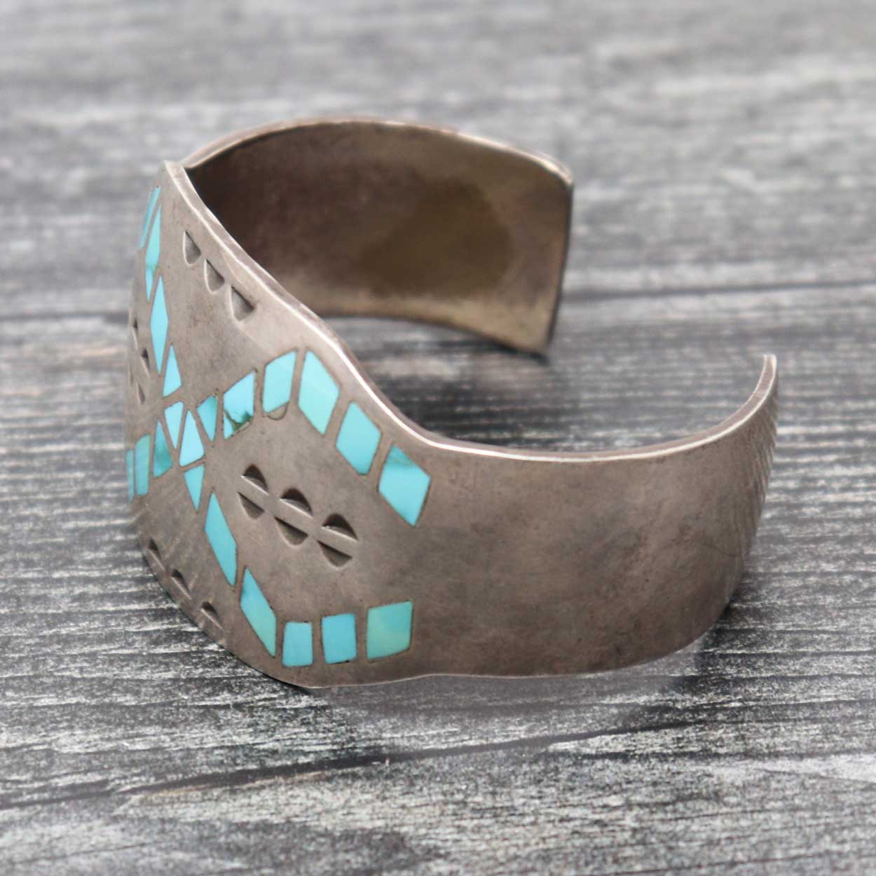 Load image into Gallery viewer, Circa 1960&amp;#39;s Turquoise Zuni Inlay Bracelet
