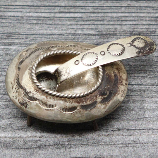 Stamped Silver Sugar Bowl Set - Miniature