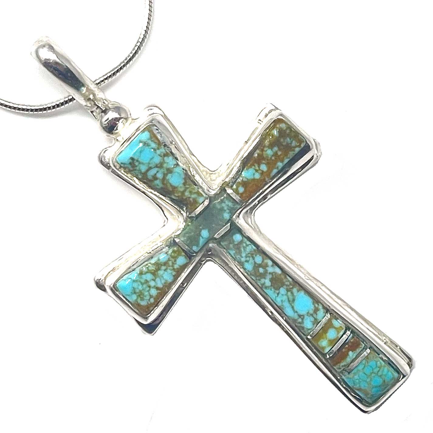 Cross Pendant Featuring Number 8 Turquoise