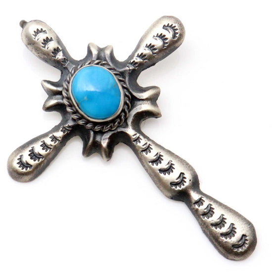 Kingman Turquoise Cross Pendant by Yazza