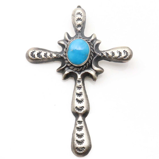 Kingman Turquoise Cross Pendant by Yazza