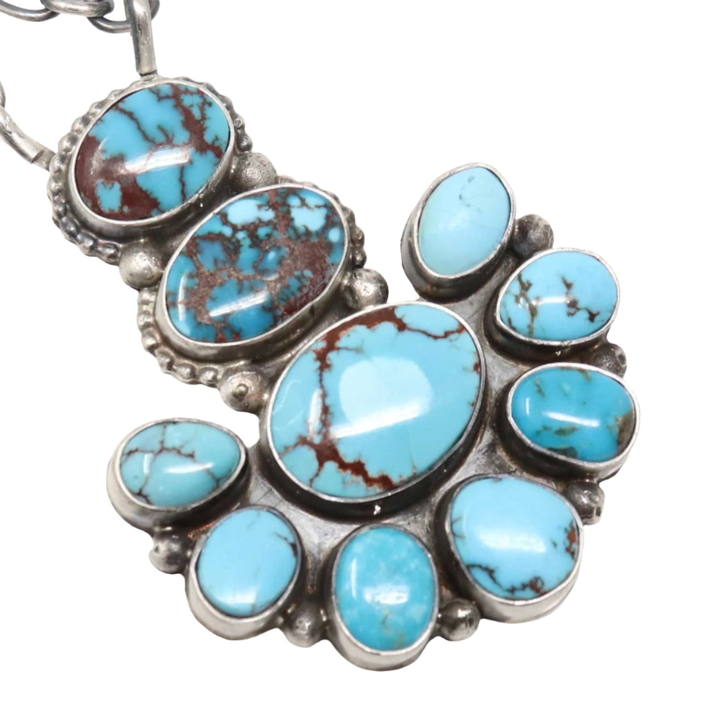 Cluster Pendant With Silver Featuring Prince Turquoise