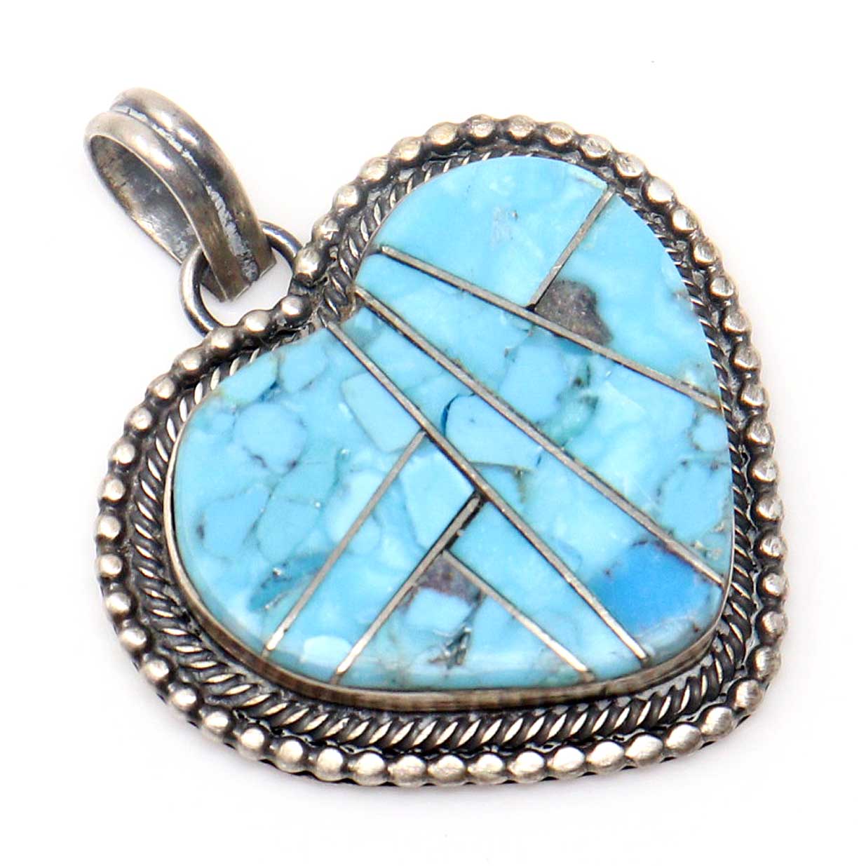 Navajo Channel Inlay Heart Pendant by Skeets