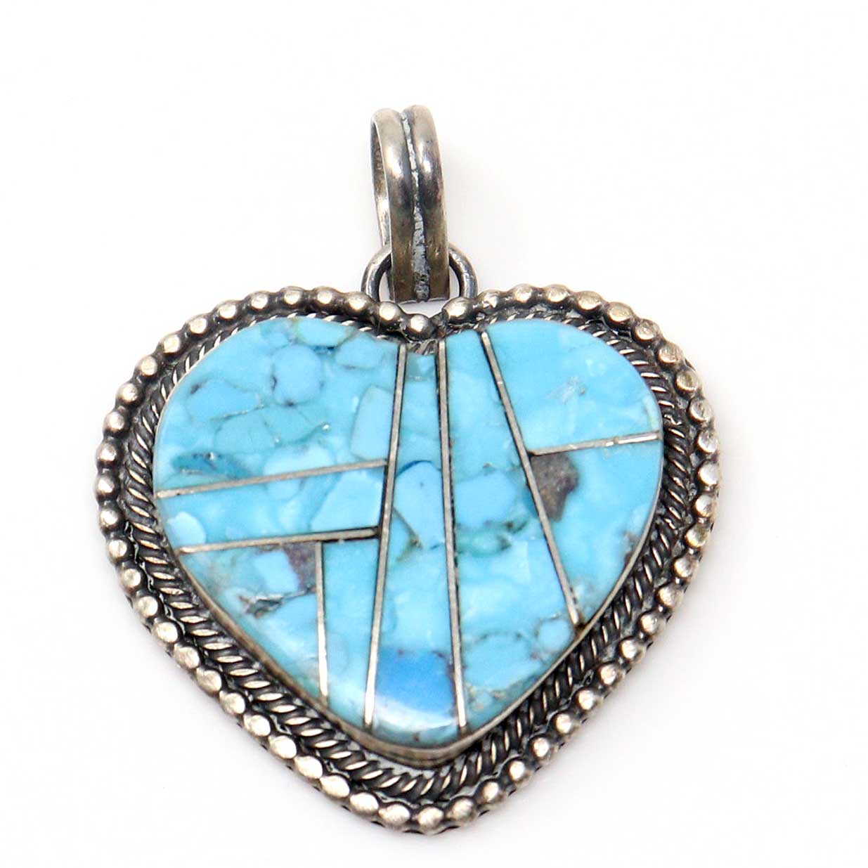 Navajo Channel Inlay Heart Pendant by Skeets