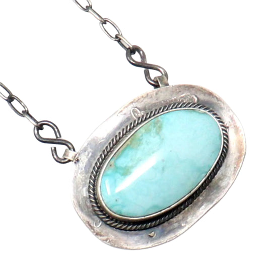 Sterling Silver Pendant and Chain With Royston Turquoise