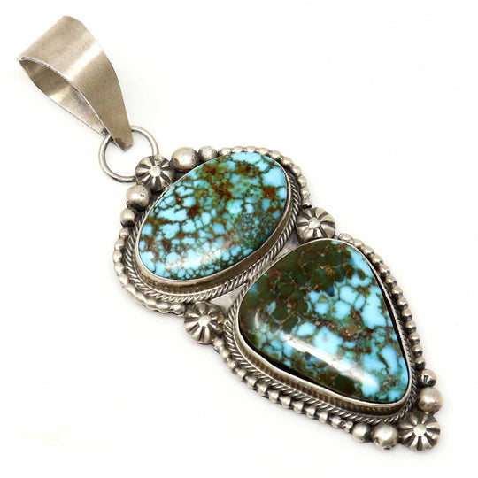 Kingman Turquoise Silver Pendant by Eli Skeets