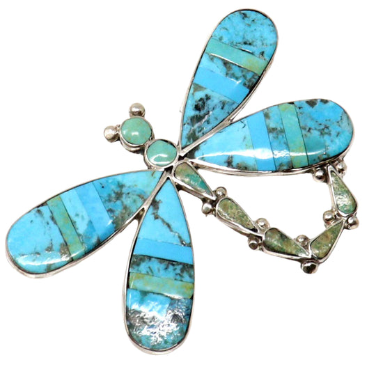 Zuni Inlay Dragonfly Pin-Pendant Combo by Angus Ahiyite