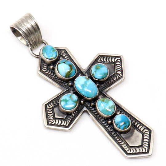 Silver Cross Featuring Sonoran Gold Turquoise by Delgarito